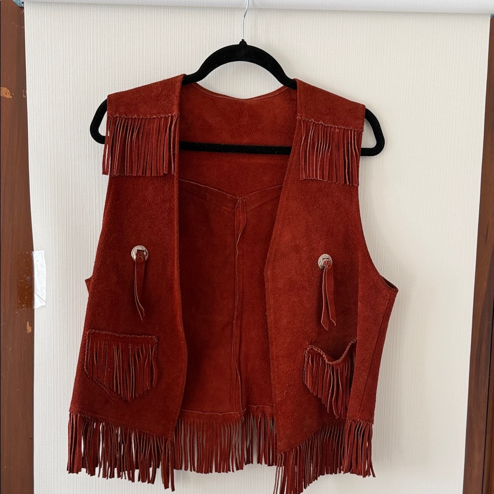 Adorable Rust Fringe Suede Vest
